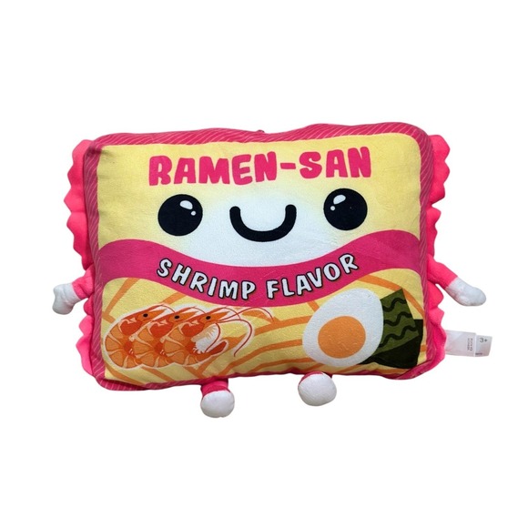Ramen-San Other - Ramen-San Shrimp Flavor Soft Plush Pillow Kawaii Pink Yellow Instant Noodle